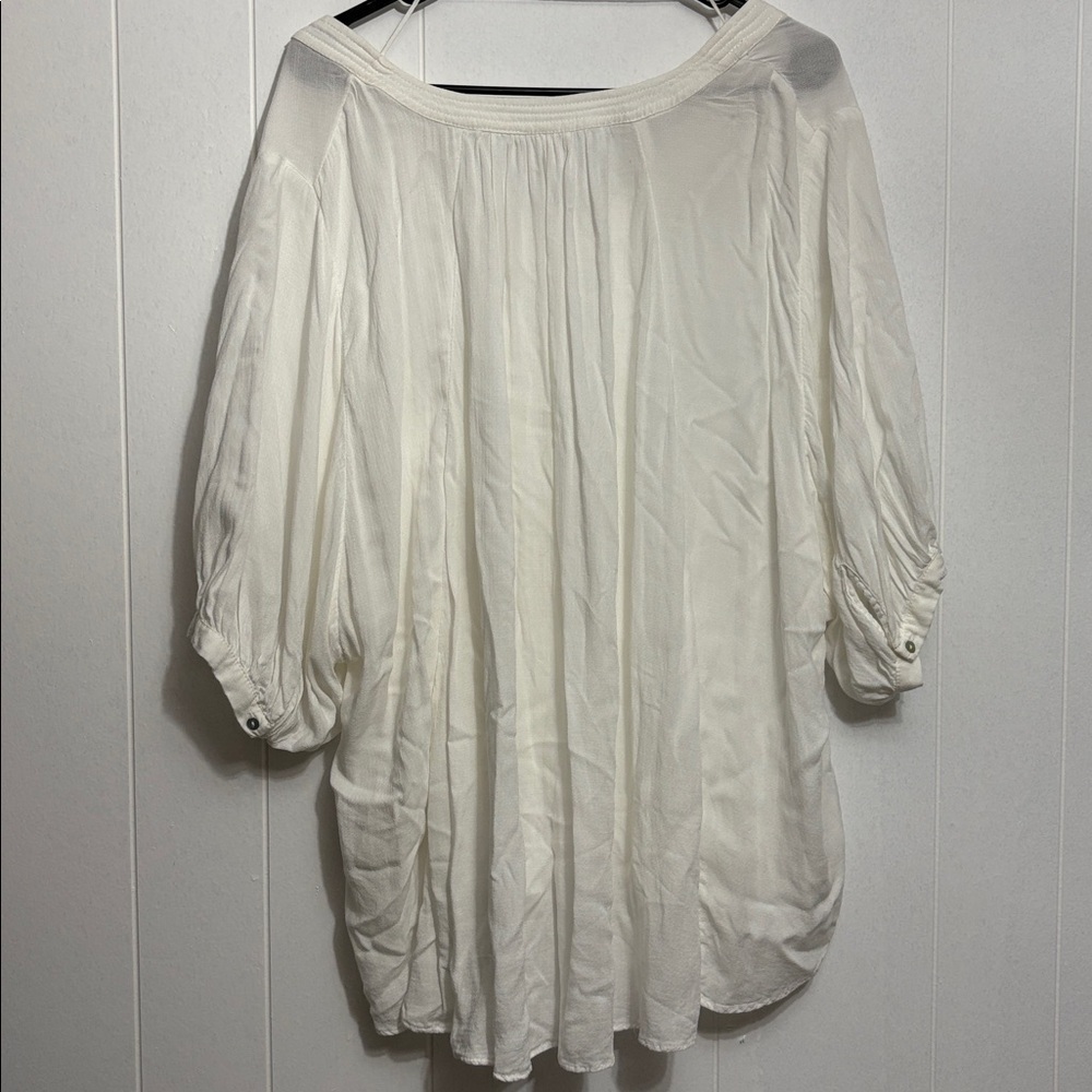 Free People White V-Neck Over-Sized Shirt - Picture 4 of 4